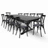 Chivari Black X-Leg Farm Table Dining Set Set with 10 Chairs TFARM-BLACK-X-LEG-KIT-CXR-AX