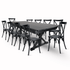 Black X-Leg Farm Table Dining Set Set with 10 Chairs