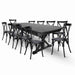 Chivari Black X-Leg Farm Table Dining Set Set with 10 Chairs TFARM-BLACK-X-LEG-KIT-CXR-AX