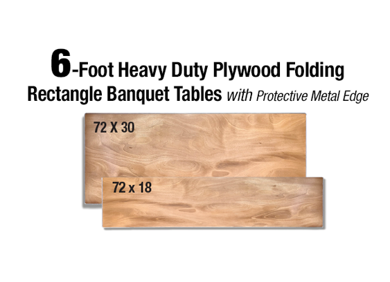 6 Foot (72"x 30") Rectangle Heavy Duty Plywood Folding Table