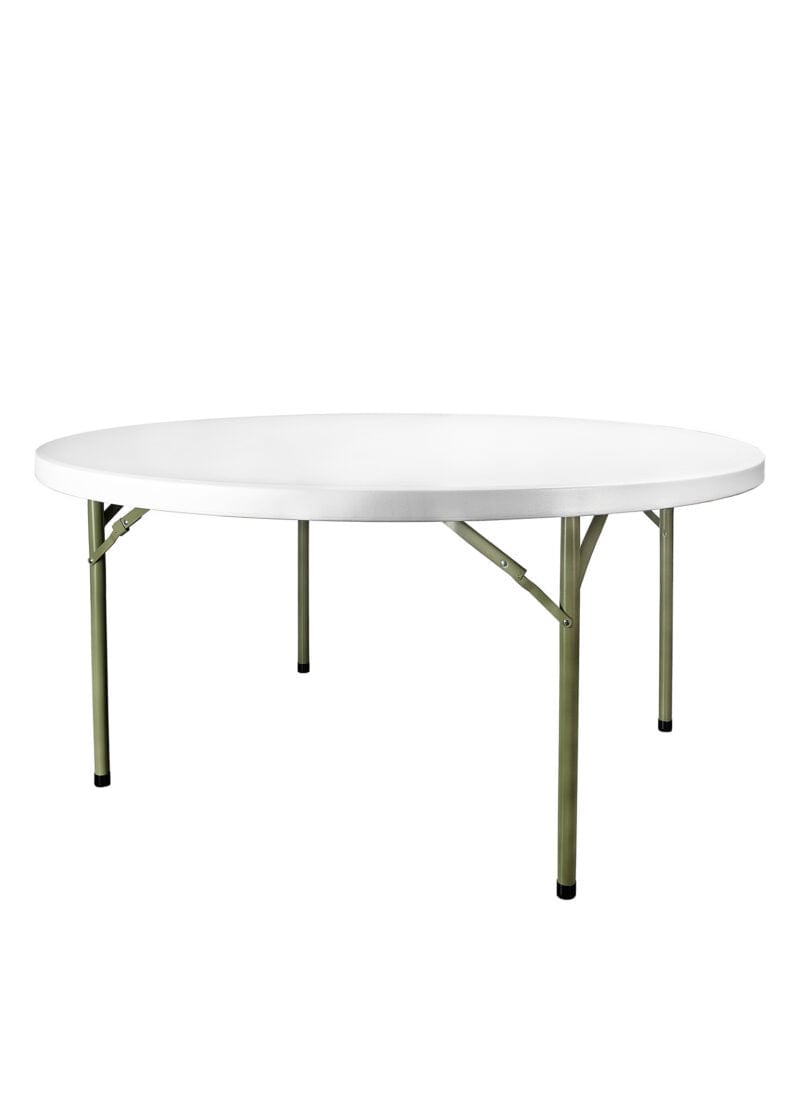Chivari 72" (6 Foot) White Plastic Round Table Steel Skeleton™ TPLSRD72-LF-T