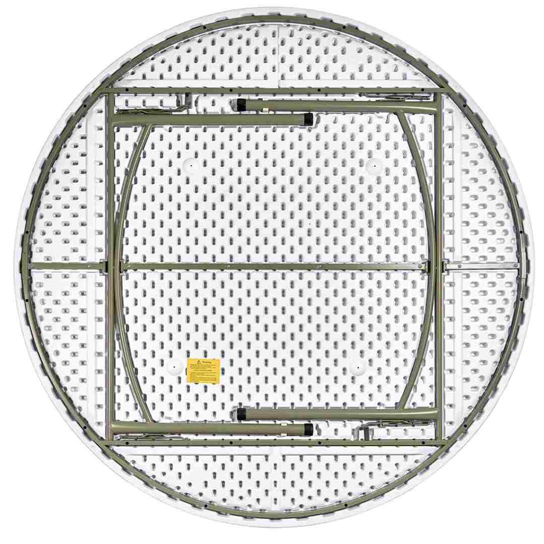 72" (6 Foot) White Plastic Round Table Steel Skeleton™