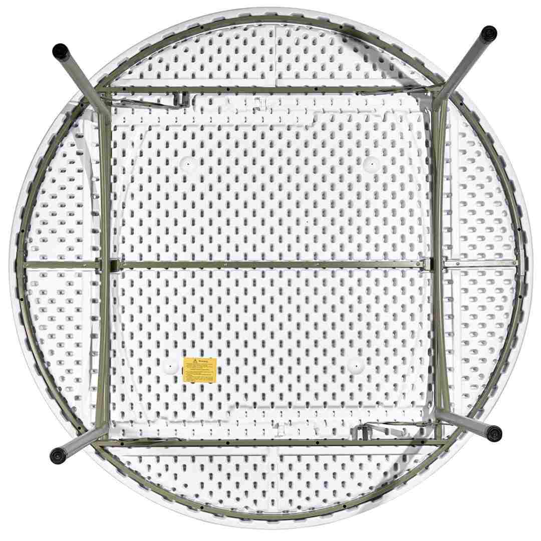 Chivari 72" (6 Foot) White Plastic Round Table Steel Skeleton™ TPLSRD72-LF-T
