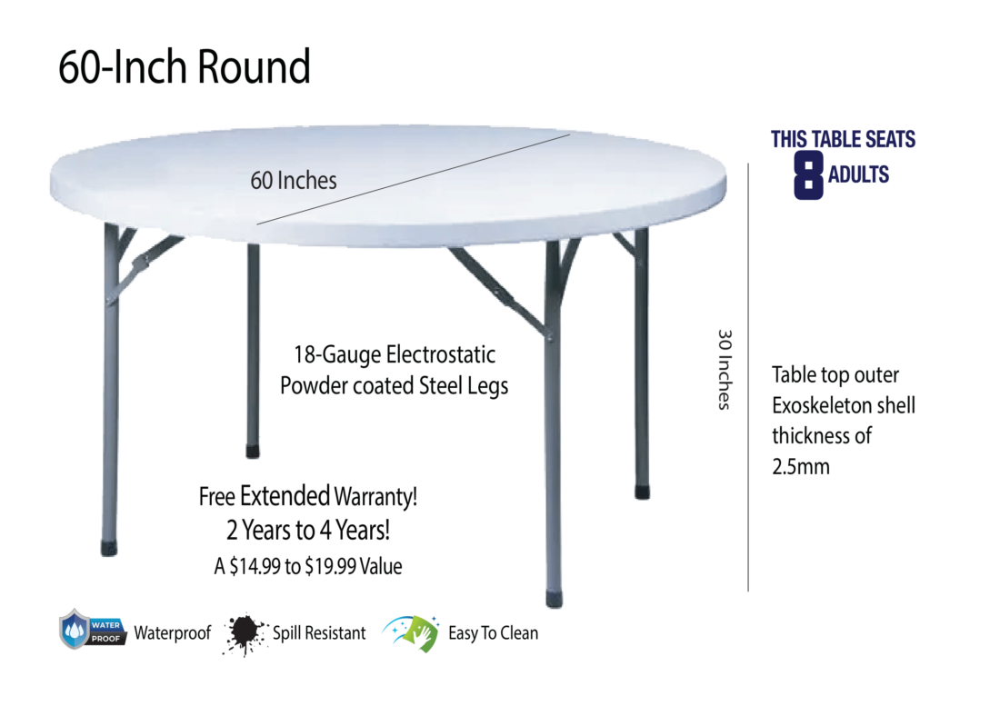 60 inch Round Plastic Banquet Table TPLSRD60-AX1-T