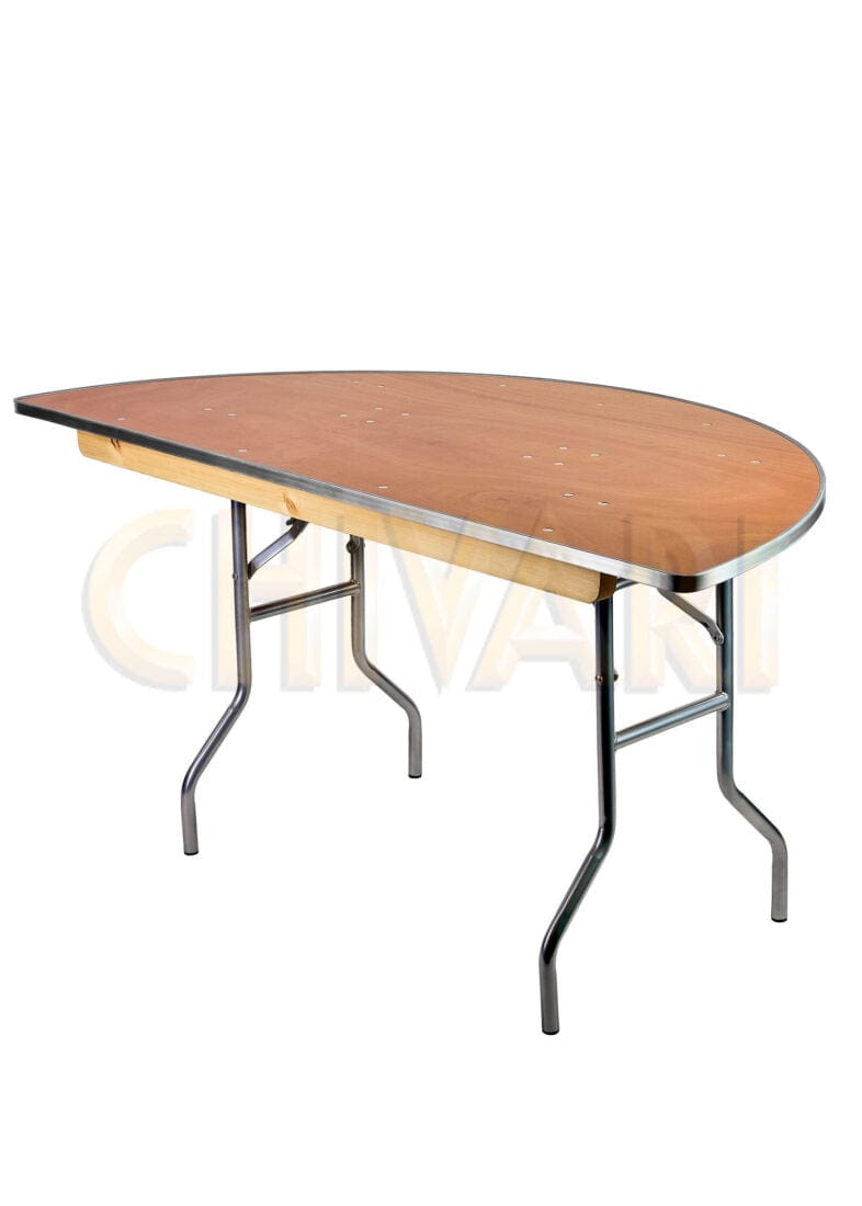 Chivari 60" (5 Foot) Half Round Heavy Duty Plywood Folding Banquet Table TPLYHRD60M-AX-T