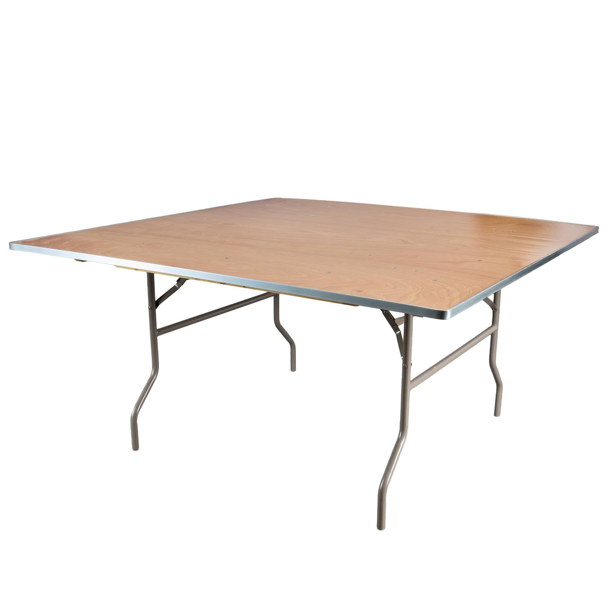 Chivari 60" x 60" (5 Foot) Square Heavy Duty Gray Plywood Folding Table TPLYSQ60MG-AX-T