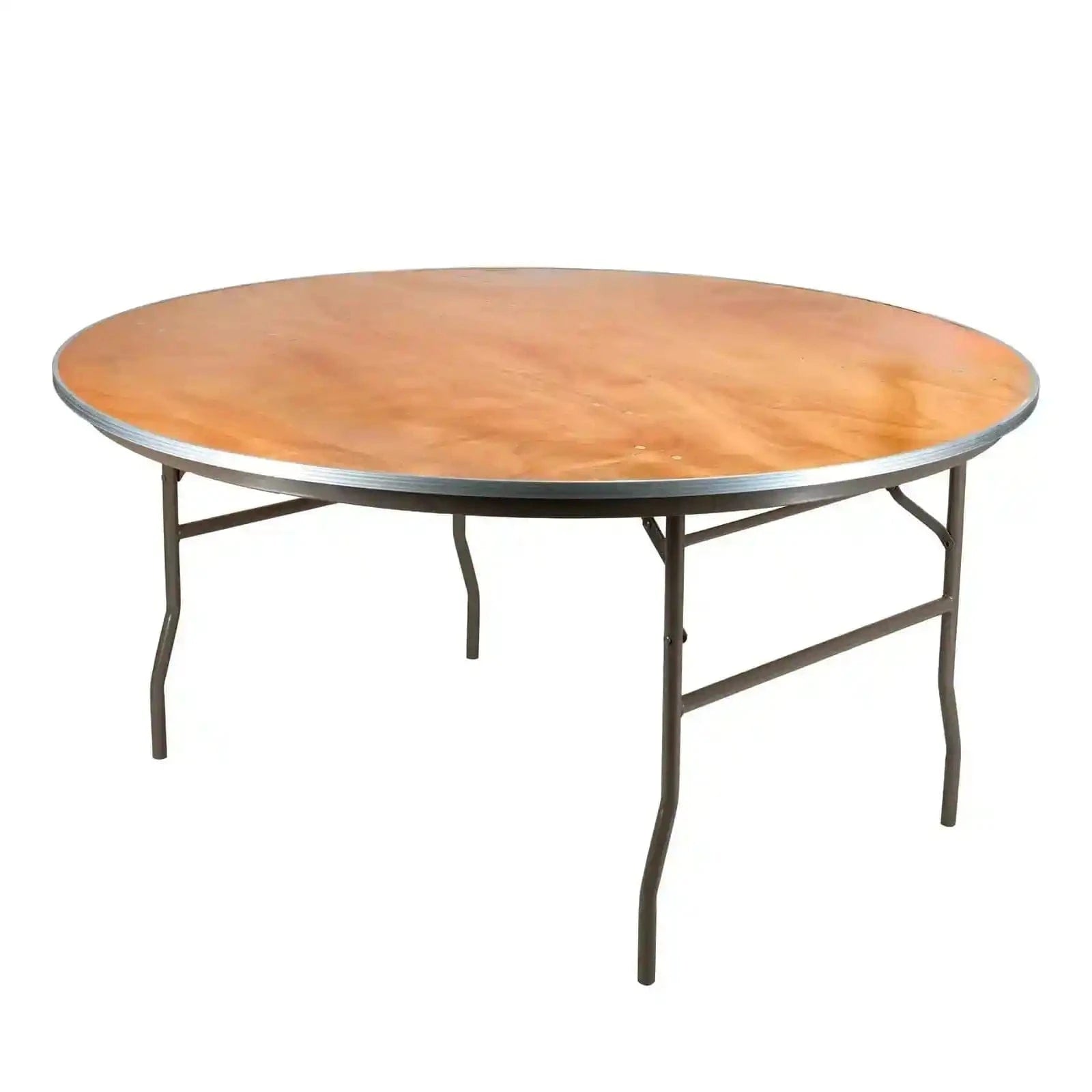 60" (5 Foot) Round Heavy Duty Metal Edge Plywood Folding Banquet Table with Steel Skeleton