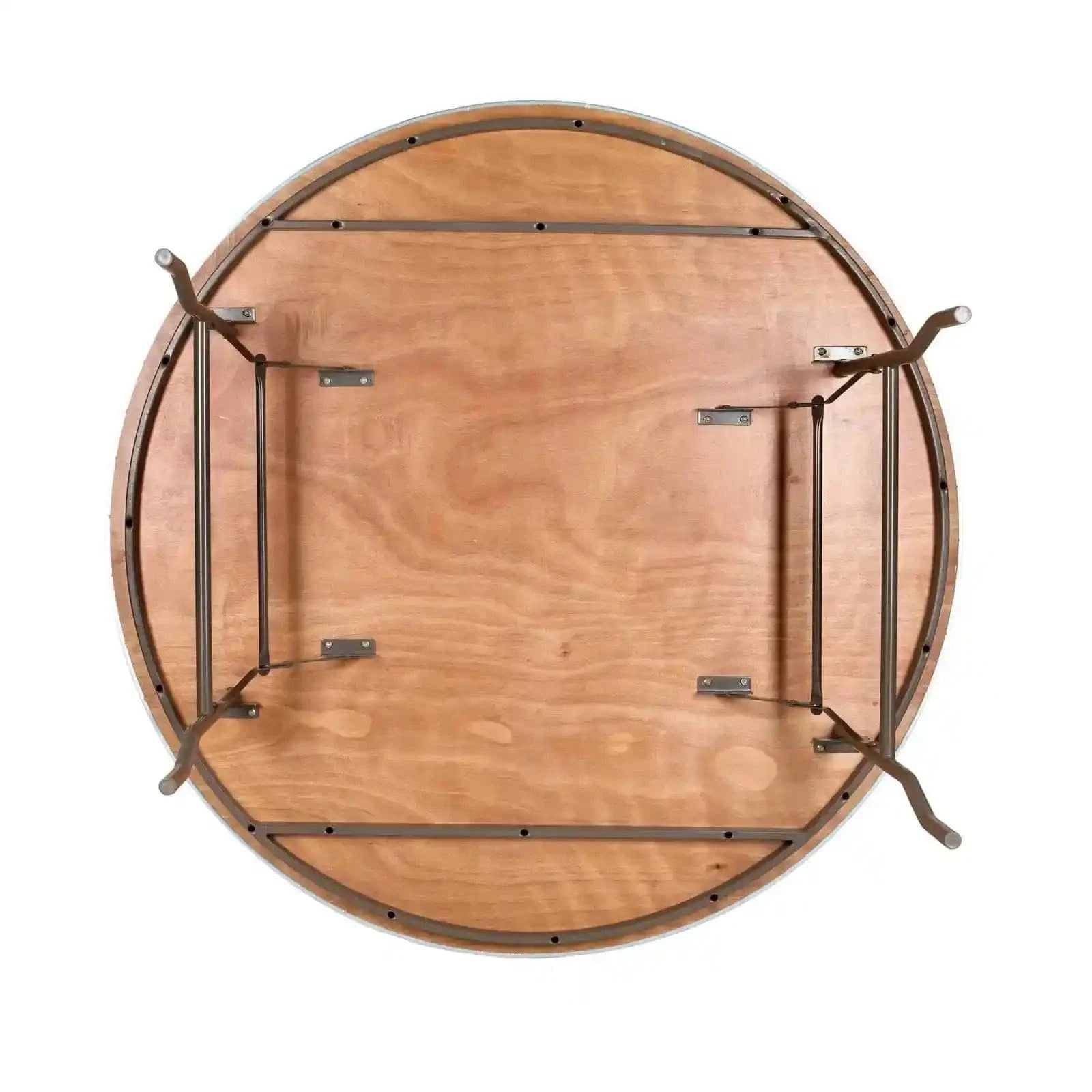 60" (5 Foot) Round Heavy Duty Metal Edge Plywood Folding Banquet Table with Steel Skeleton
