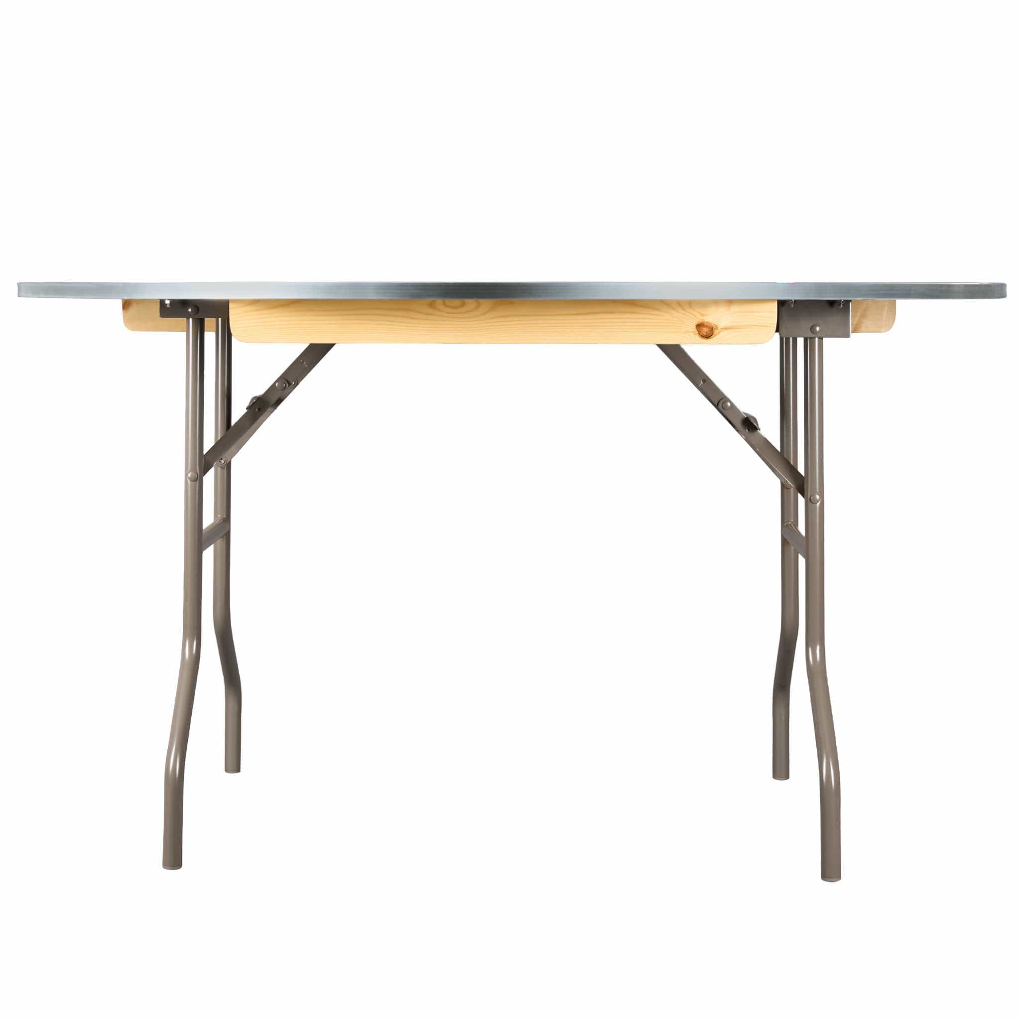 Chivari 60" (5 Foot) Half Round Heavy Duty Gray Plywood Folding Banquet Table TPLYHRD60MG-AX-T
