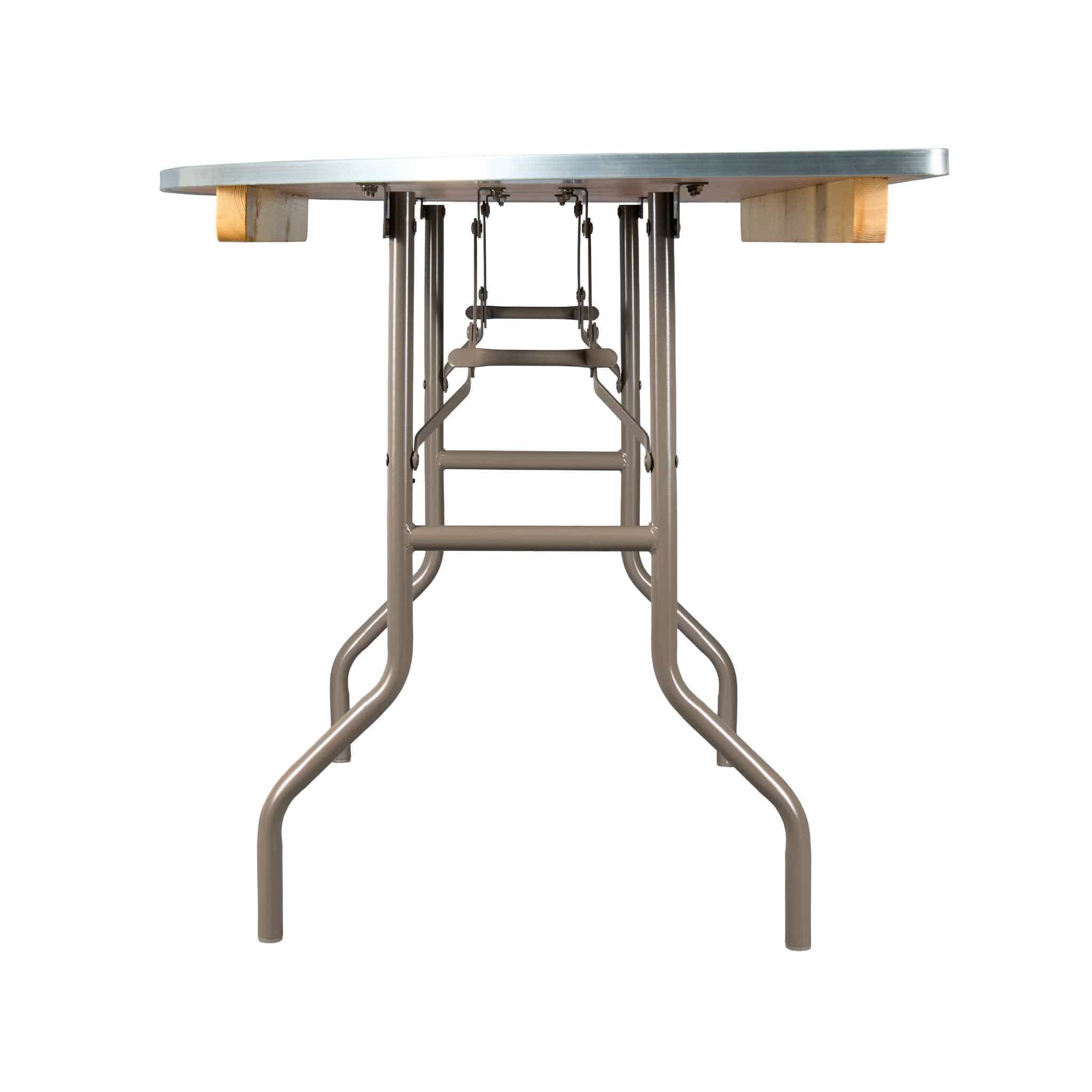 Chivari 60" (5 Foot) Half Round Heavy Duty Gray Plywood Folding Banquet Table TPLYHRD60MG-AX-T