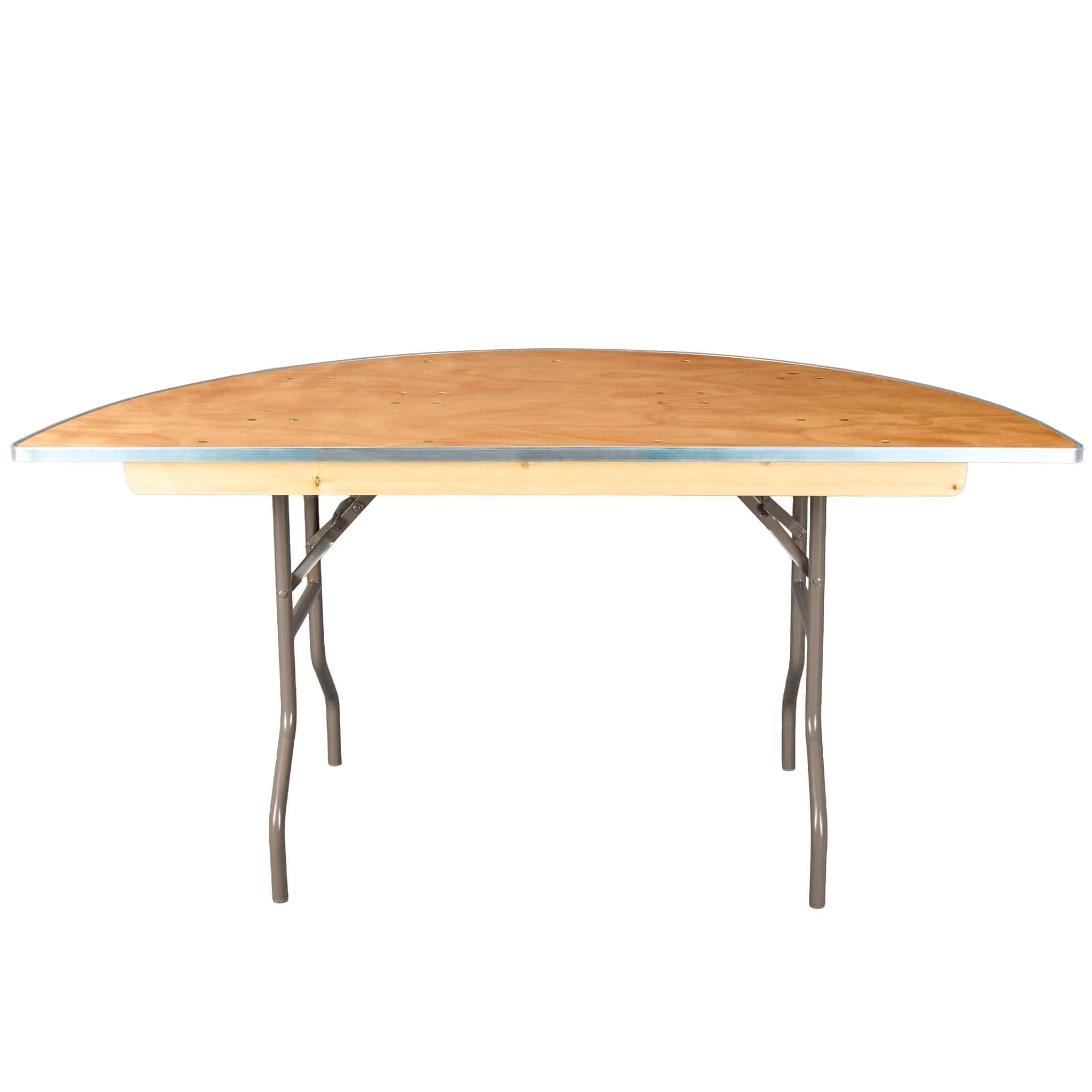 Chivari 60" (5 Foot) Half Round Heavy Duty Gray Plywood Folding Banquet Table TPLYHRD60MG-AX-T