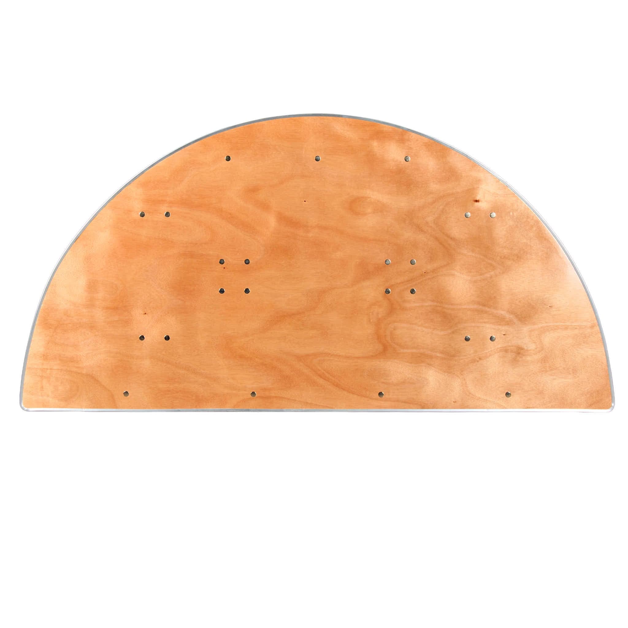 Chivari 60" (5 Foot) Half Round Heavy Duty Gray Plywood Folding Banquet Table TPLYHRD60MG-AX-T