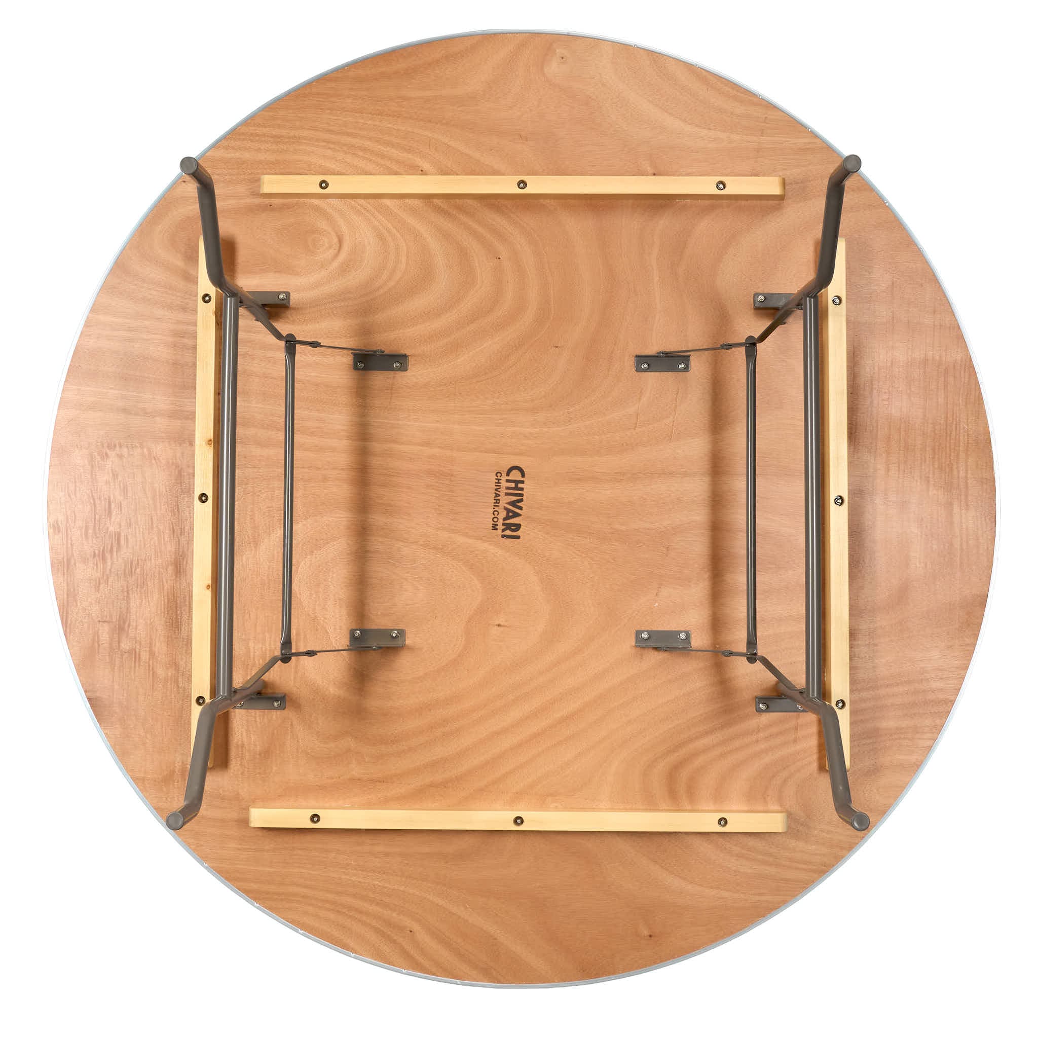 Chivari 66" (5.5 Foot) Gray Round Heavy Duty Plywood Folding Banquet Table TPLYRD66MG-AX-T