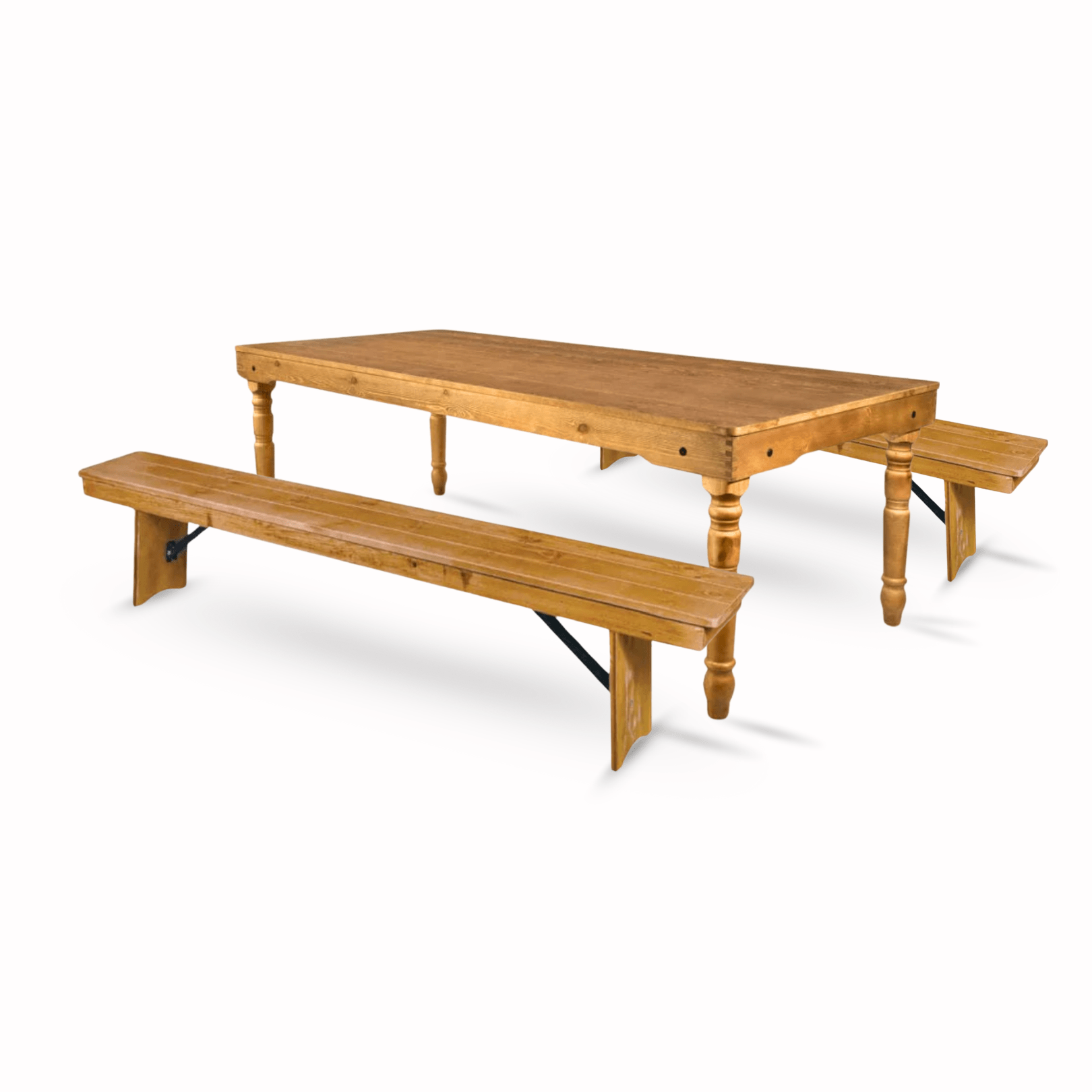 Chestnut Fluted Leg Farm Table Dining Set with 2 Benches