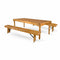 Chivari Chestnut Fluted Leg Farm Table Dining Set with 2 Benches TFARM-CHESTNUT-T-LEG-KIT-AX