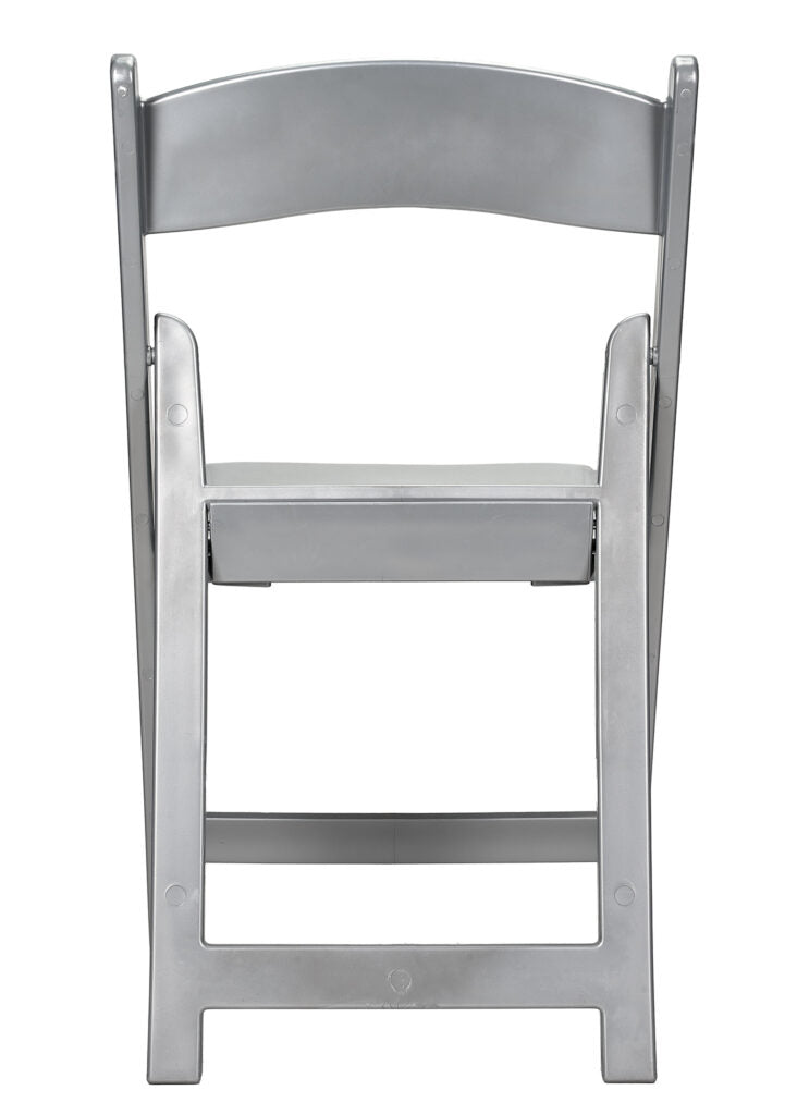 Silver with Silver Vinyl Cushion Resin Steel Skeleton™ Folding Chair