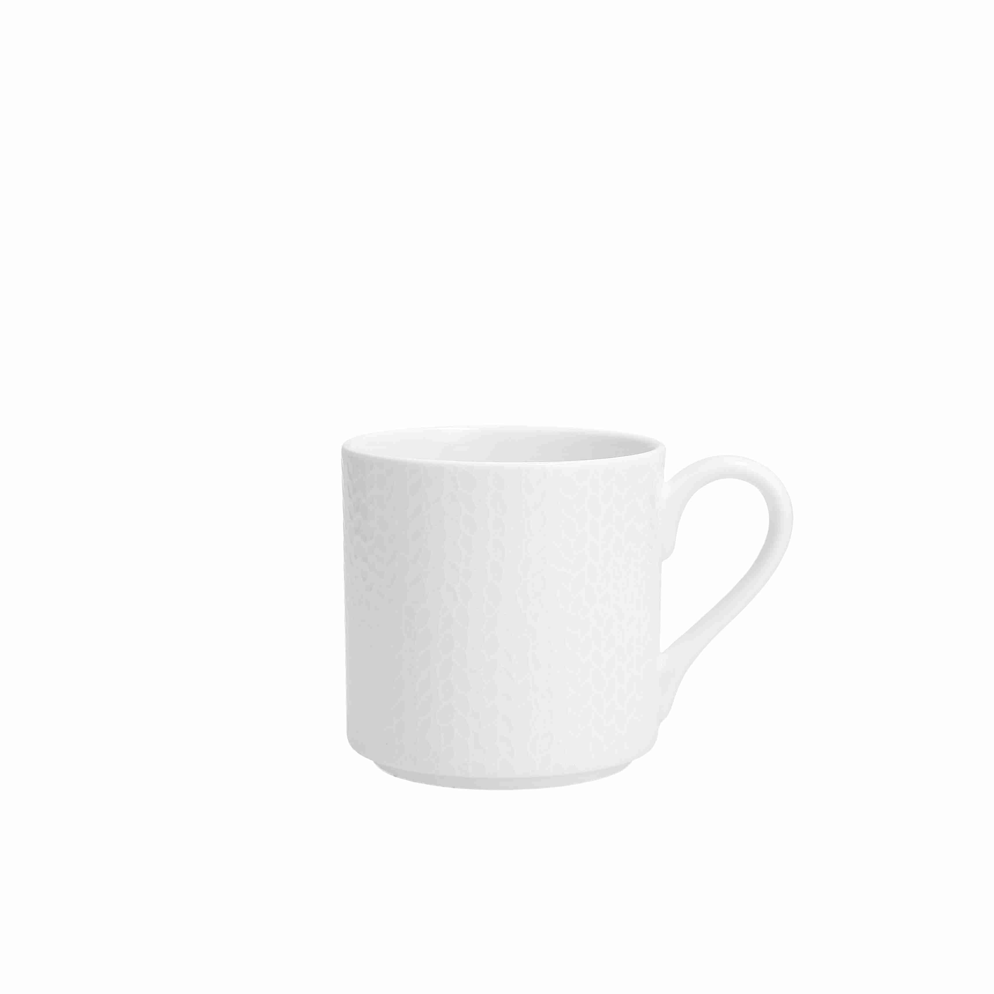 Zwiesel Fortessa Fortessa Amanda White Embossed All Purpose Can Stack Mug 12oz (.32L) - Case of 24 - 7000.FFD.888 ZFG-7000.FFD.888
