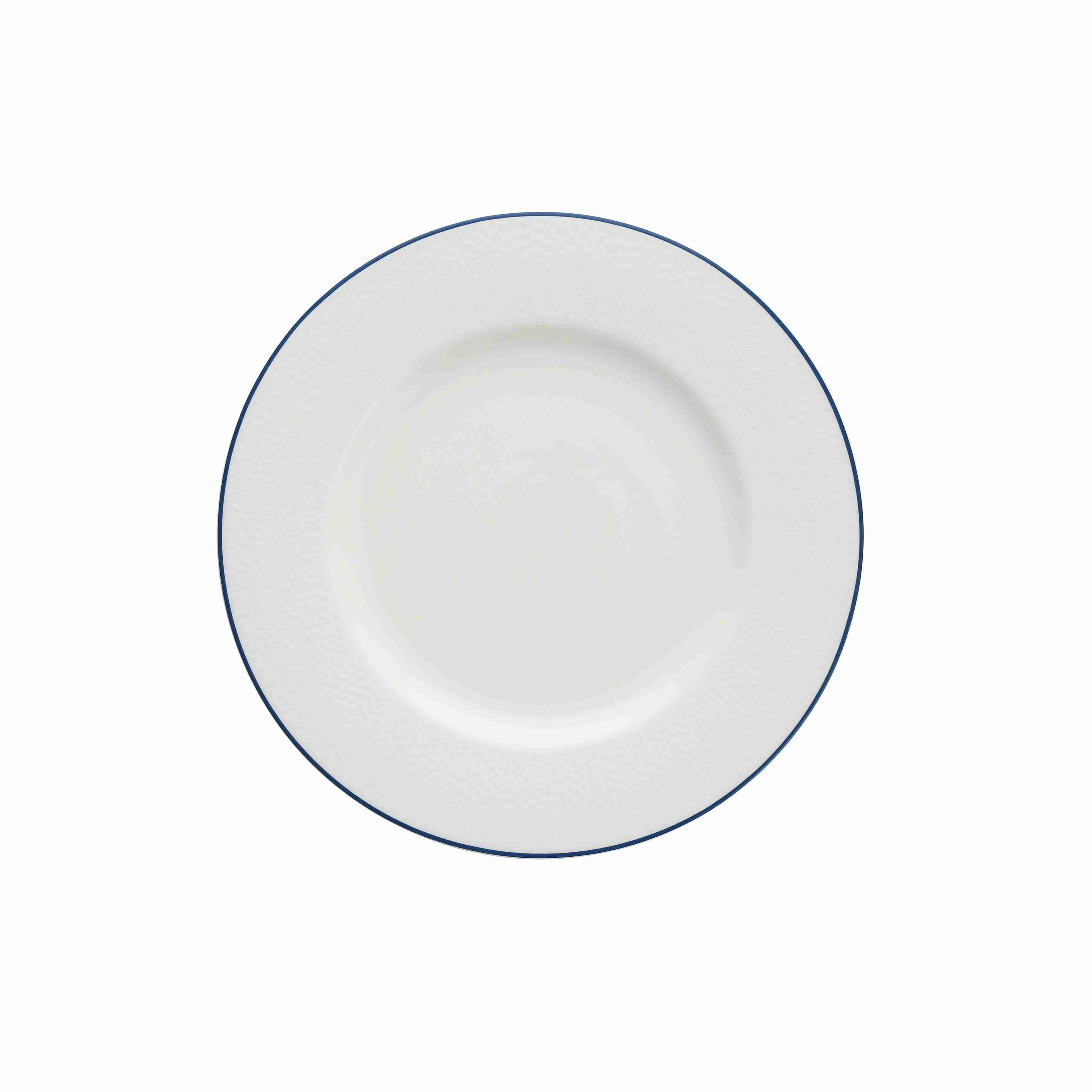 Zwiesel Fortessa Fortessa Amanda White Embossed w/ Blue Band Dinner Plate 10.75" (27cm - Case of 24 - 7004.FFD.10 ZFG-7004.FFD.10