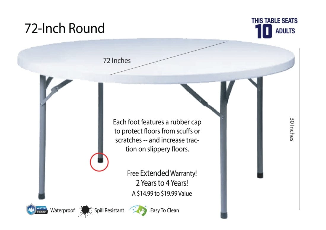Chivari 72" (6 Foot) Round Steel Skeleton™ Plastic Table TPLSRD72-AX1-T