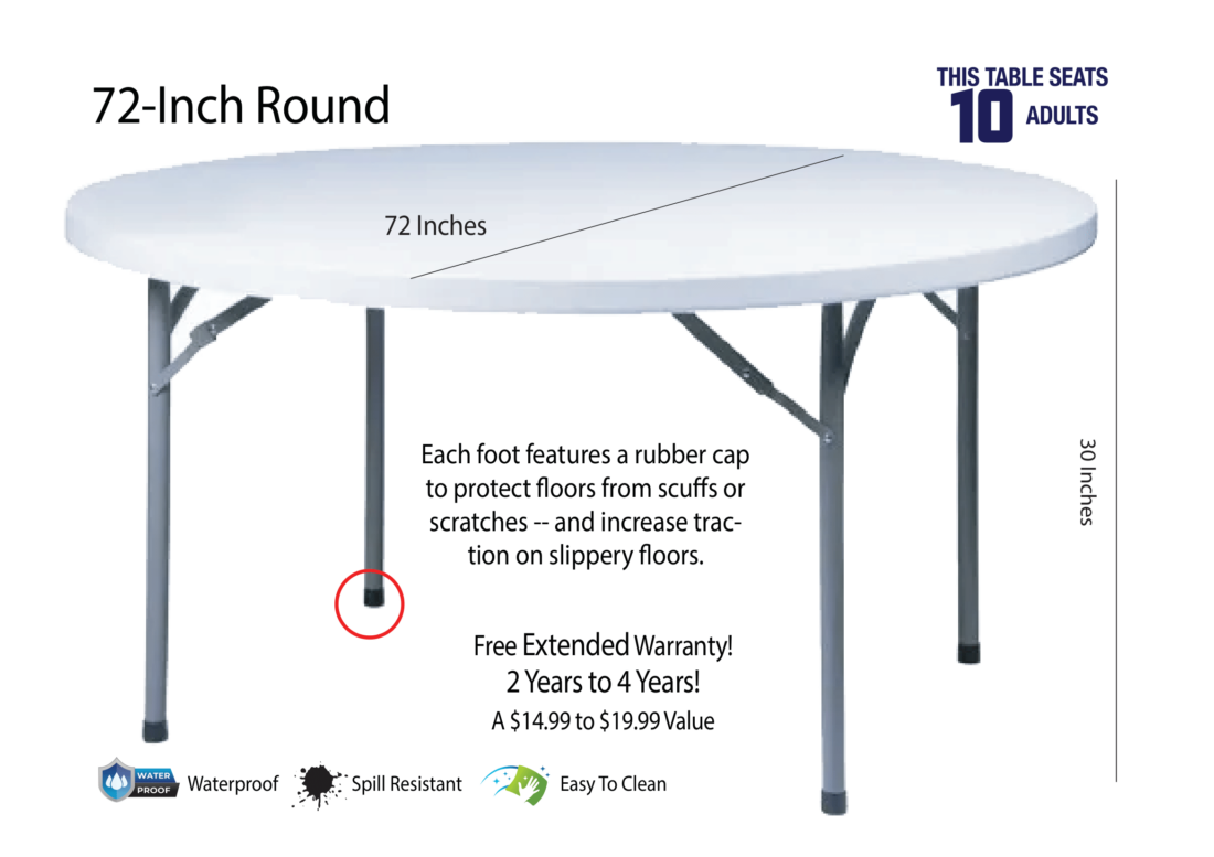 72 inch Round Plastic Banquet Table TPLSRD72-AX1-T