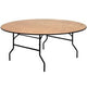 Chivari 72" (6 Foot) Round Heavy Duty Vinyl Edge Plywood Folding Banquet Table TPLYRD72V-AX-T