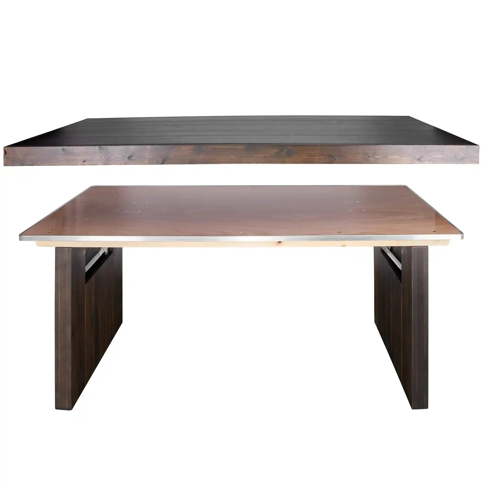Chivari 72" x 30" Fruitwood  Farm Table Conversion Kit for Banquet Tables TFARMCKT7230-FTW-AX-T