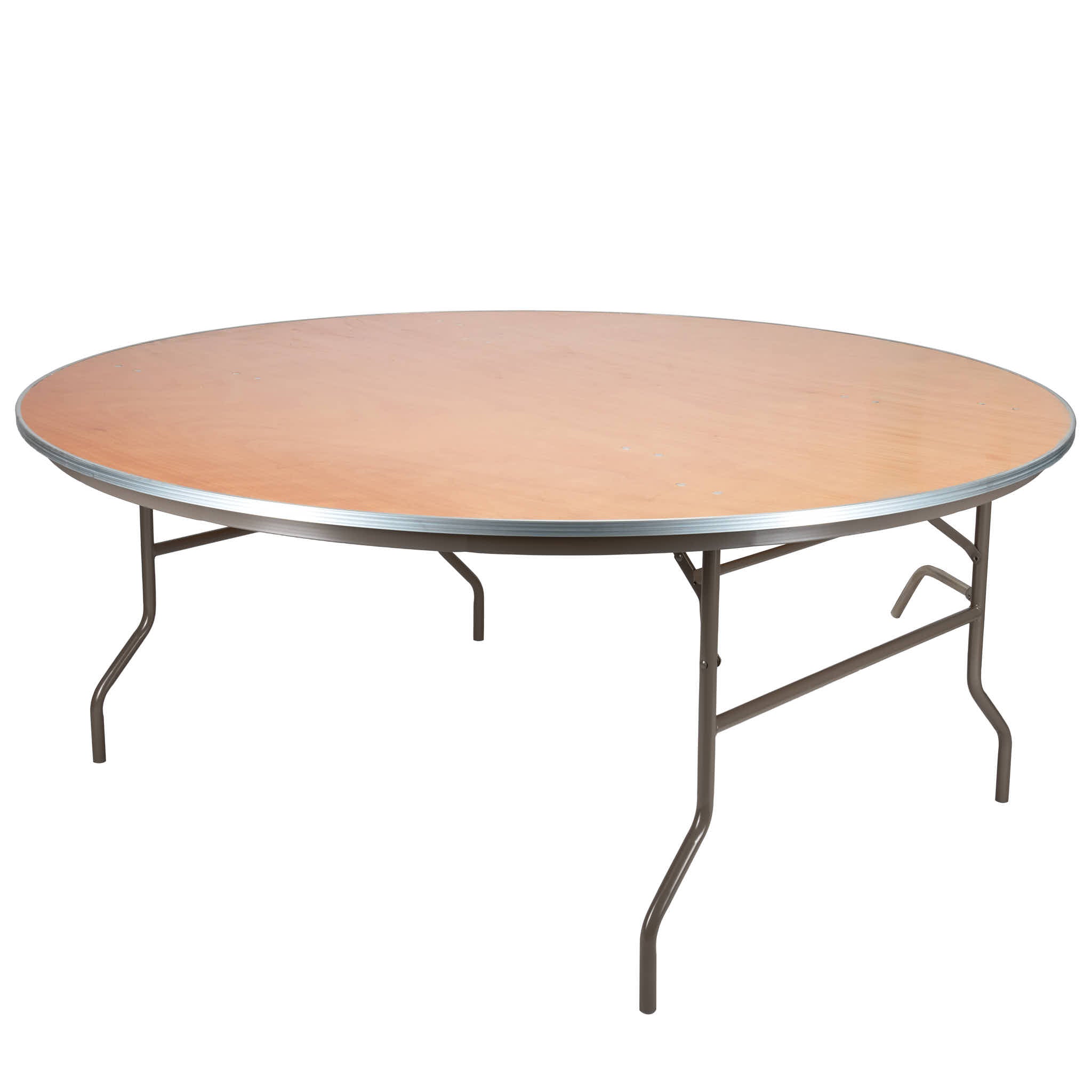 72" (6 Foot) Round Heavy Duty Metal Edge Plywood Folding Banquet Table with Steel Skeleton