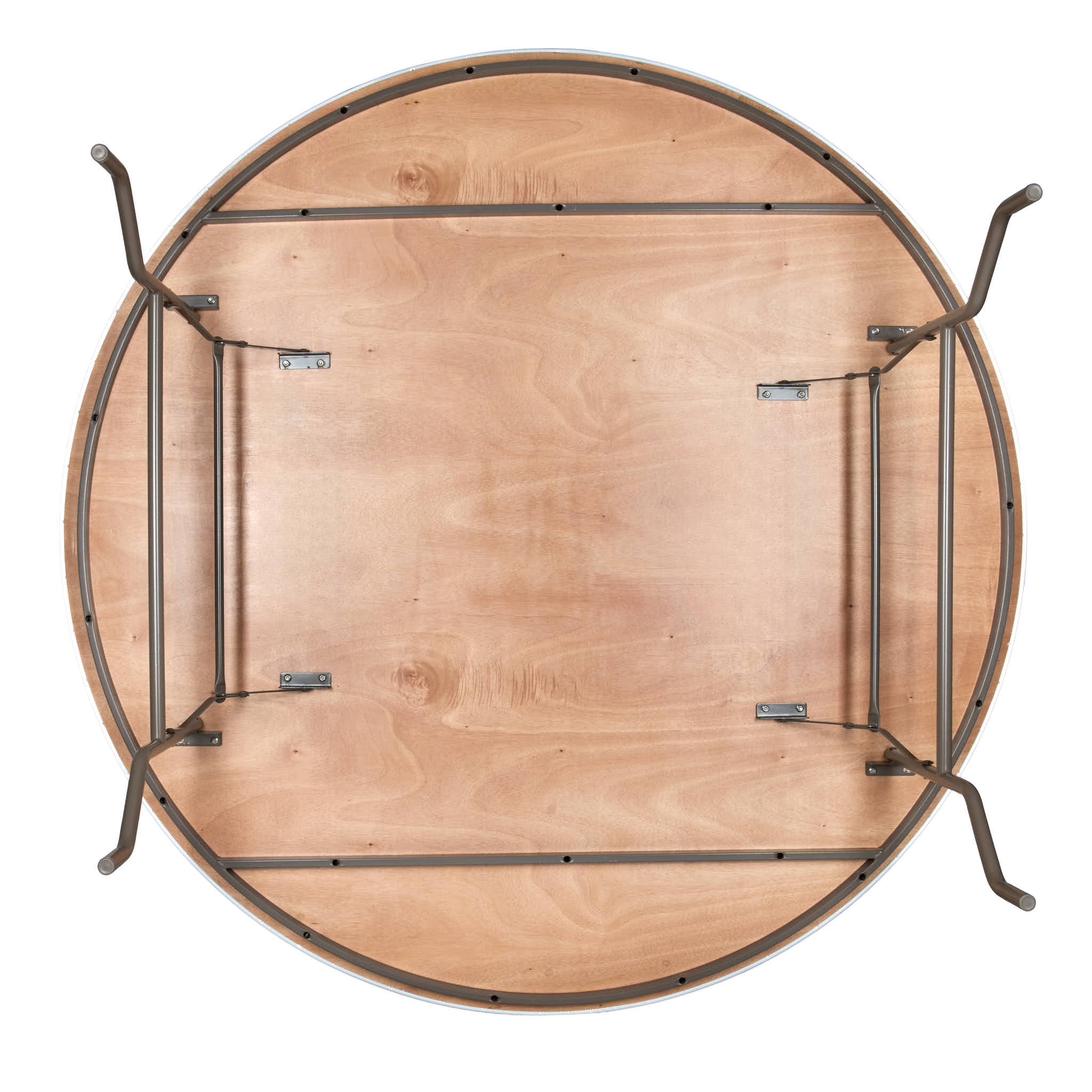72" (6 Foot) Round Heavy Duty Metal Edge Plywood Folding Banquet Table with Steel Skeleton