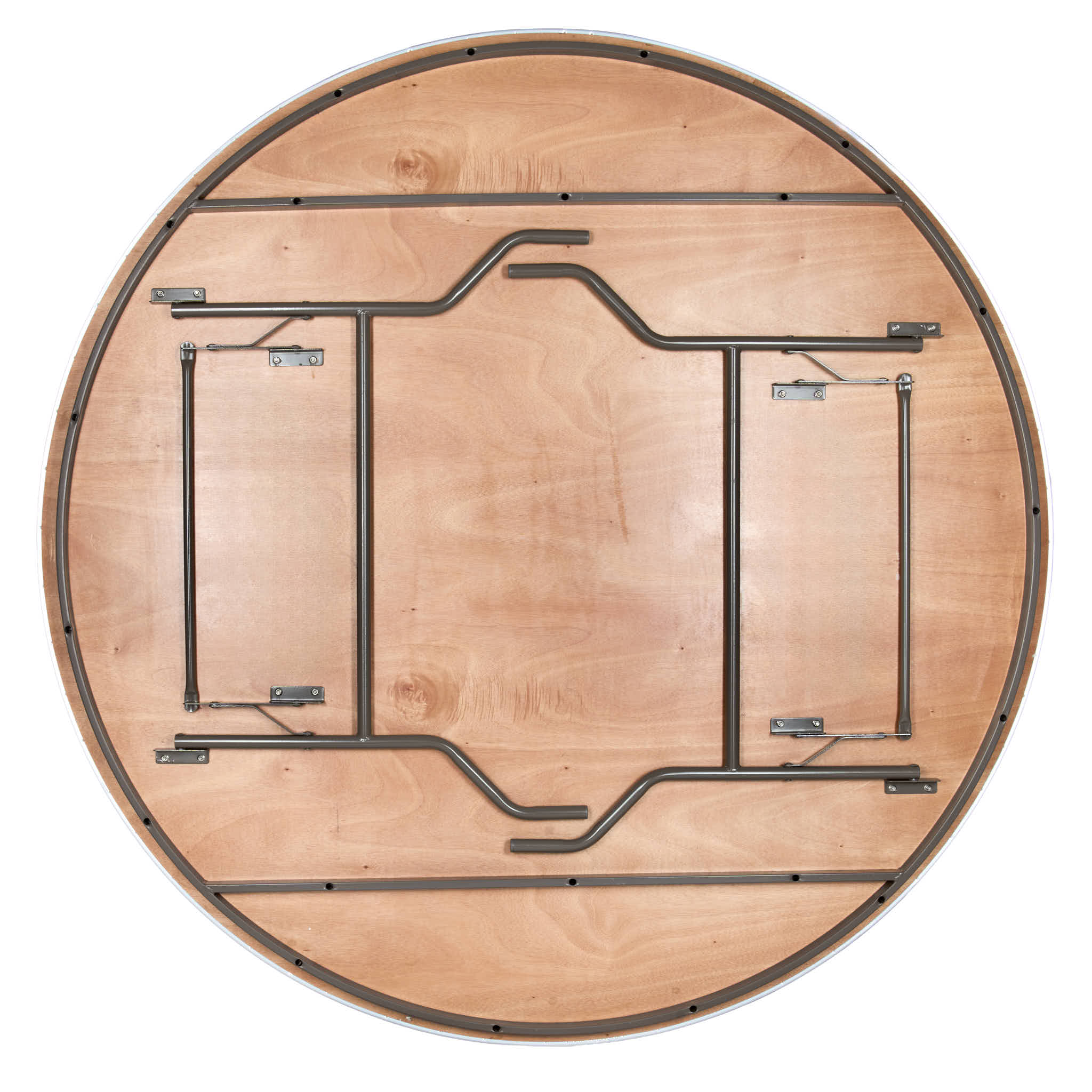 72" (6 Foot) Round Heavy Duty Metal Edge Plywood Folding Banquet Table with Steel Skeleton