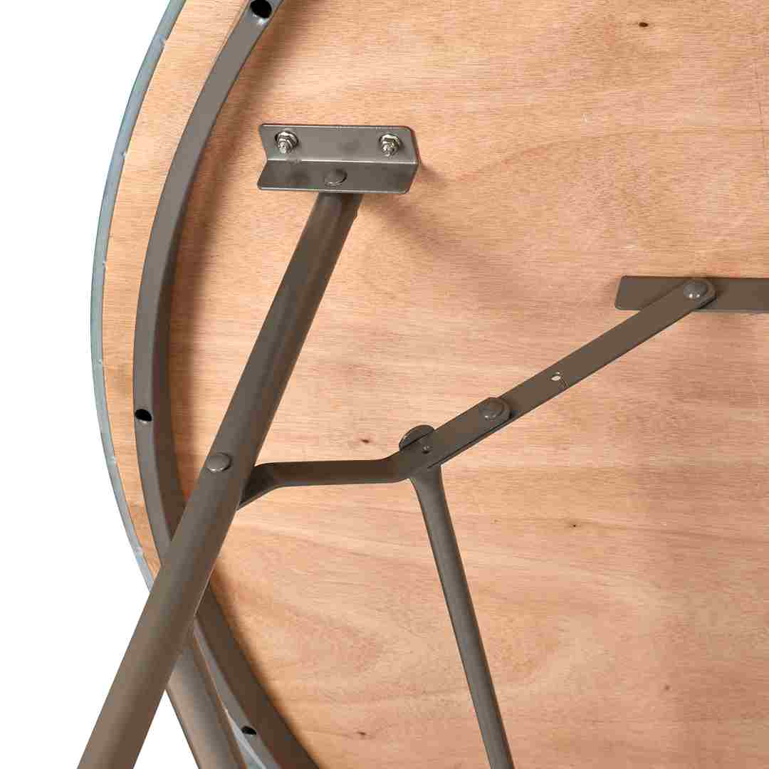 Chivari 72" (6 Foot) Round Heavy Duty Metal Edge Plywood Folding Banquet Table with Steel Skeleton TPLYRD72M-ST-AX