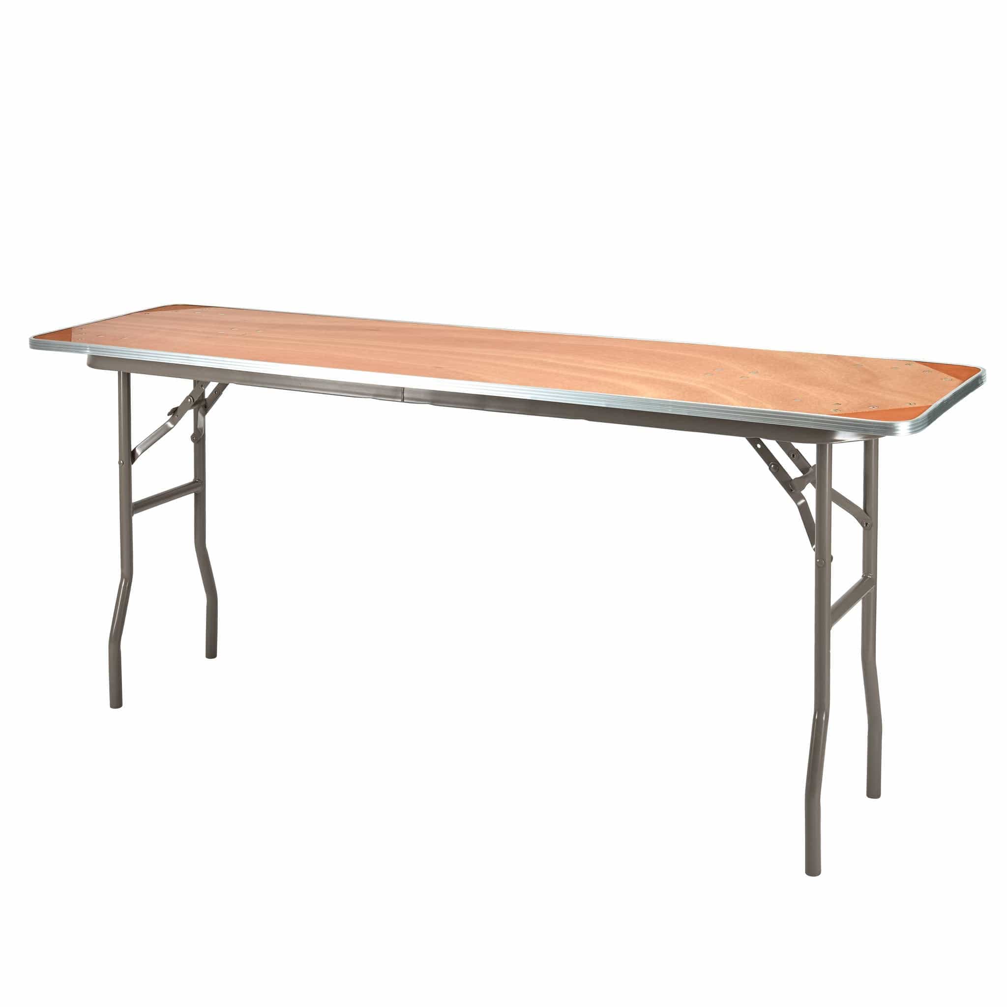 72" x 18" (6 Foot) Rectangle Heavy Duty Plywood Folding Table with Steel Skeleton