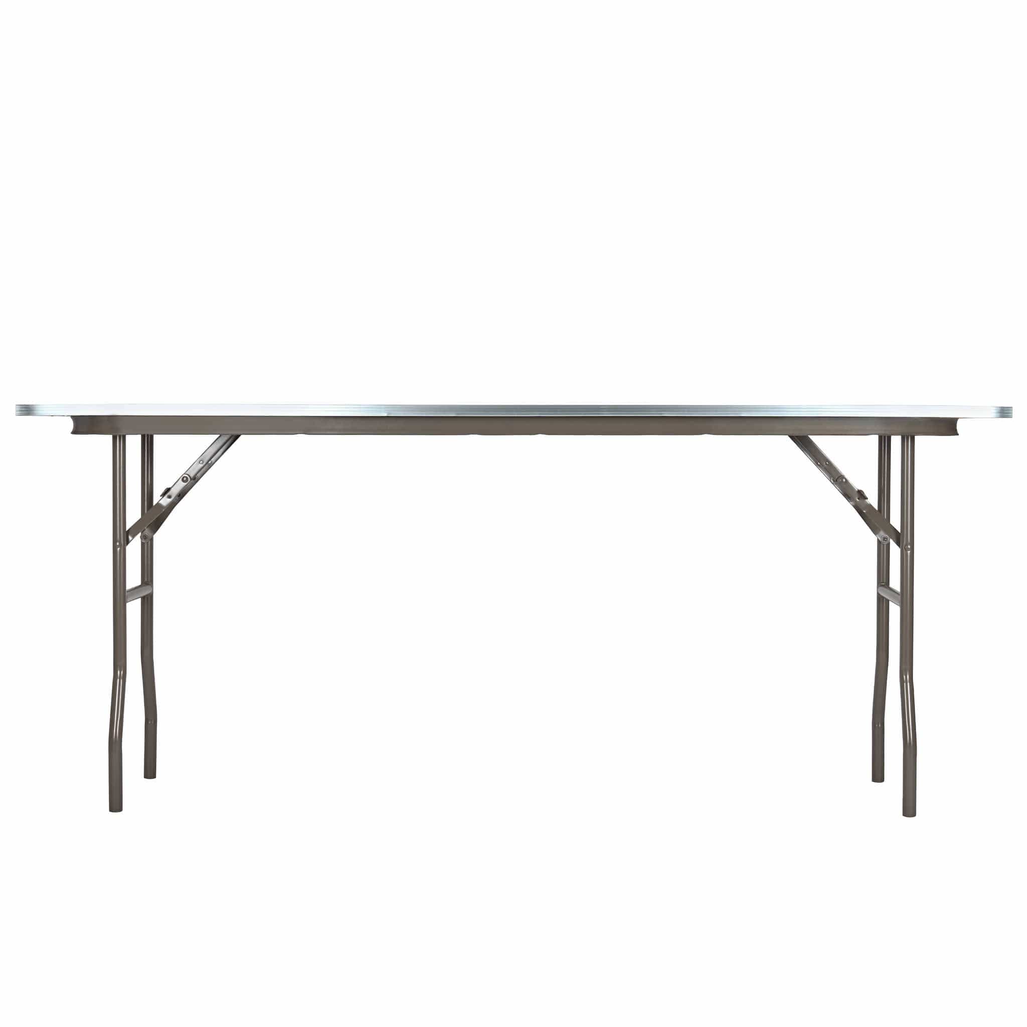 72" x 18" (6 Foot) Rectangle Heavy Duty Plywood Folding Table with Steel Skeleton