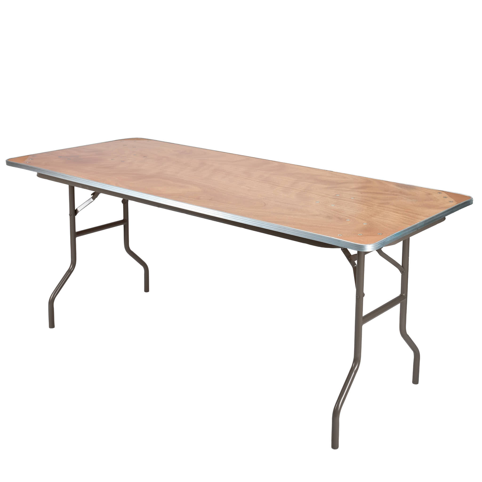 72" x 30" (6 Foot) Rectangle Heavy Duty Plywood Folding Table with Steel Skeleton
