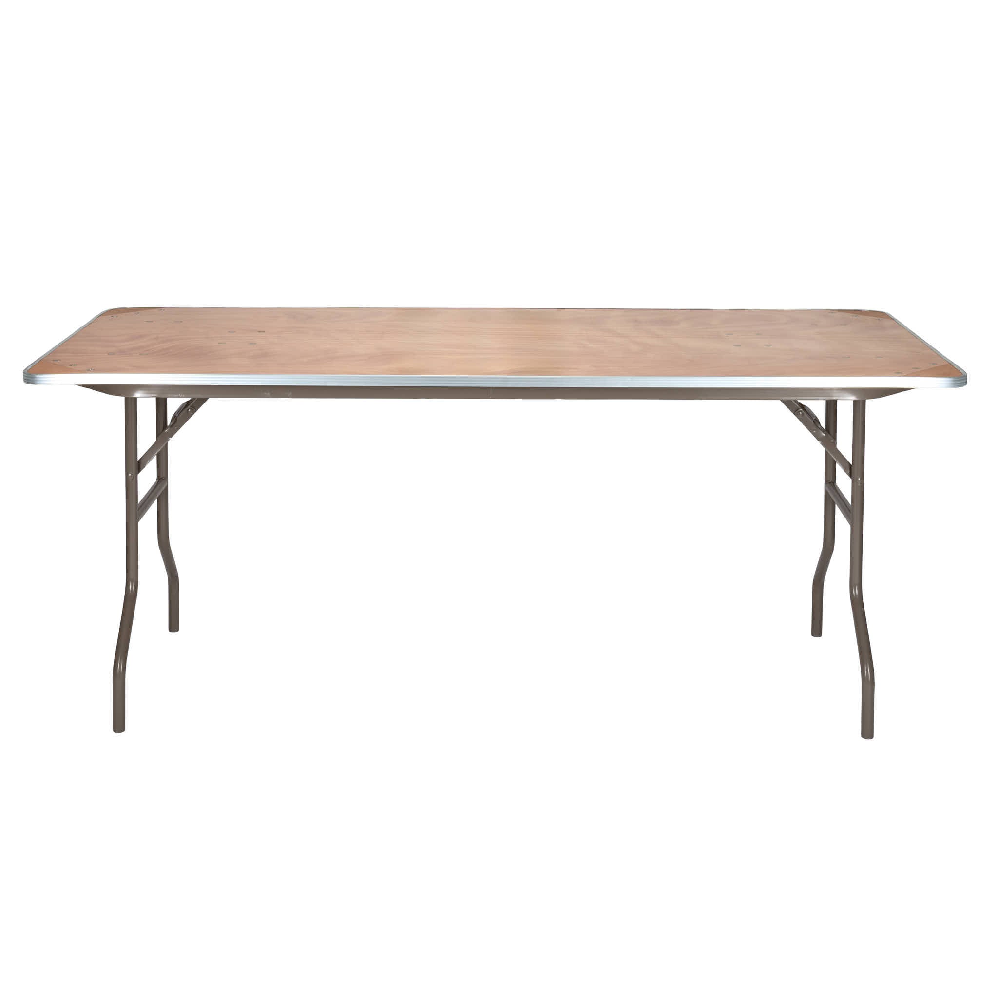 72" x 30" (6 Foot) Rectangle Heavy Duty Plywood Folding Table with Steel Skeleton