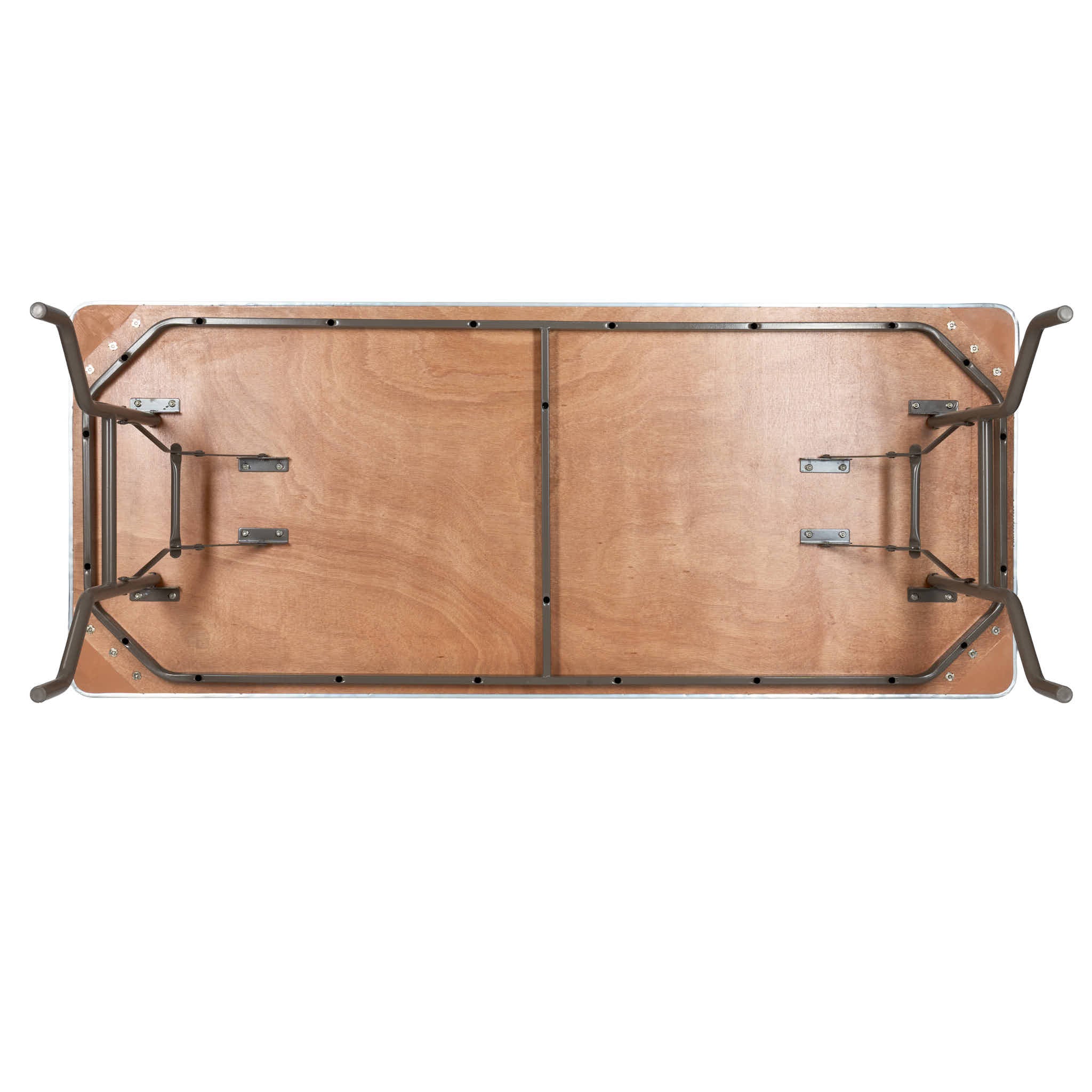 72" x 30" (6 Foot) Rectangle Heavy Duty Plywood Folding Table with Steel Skeleton