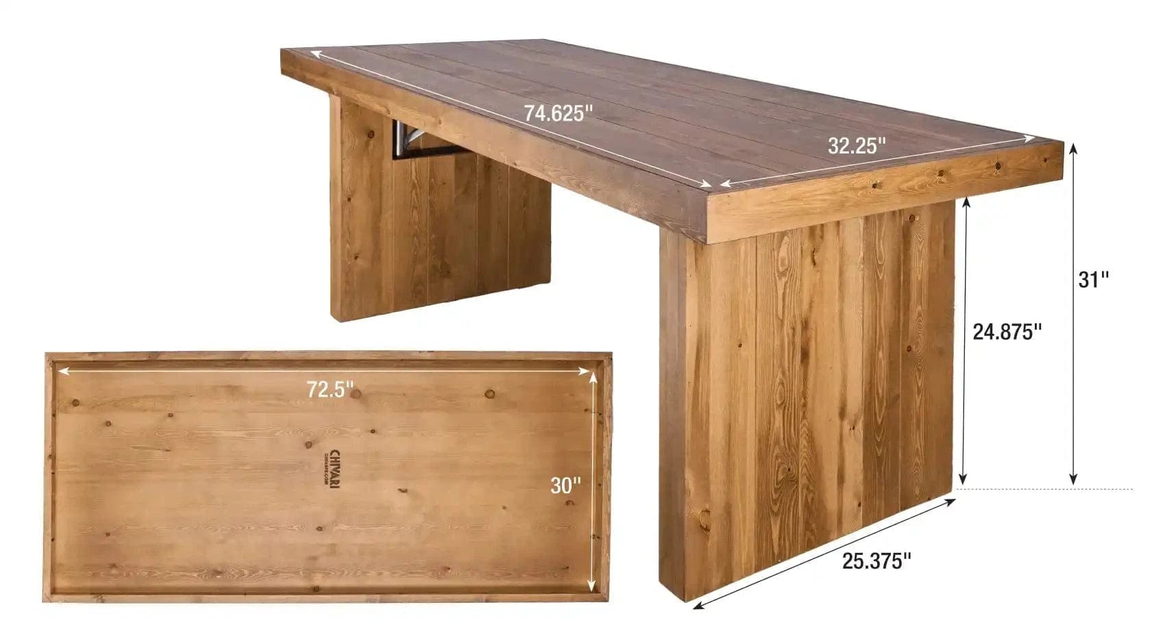 Chivari 72" x 30" Fruitwood  Farm Table Conversion Kit for Banquet Tables TFARMCKT7230-FTW-AX-T