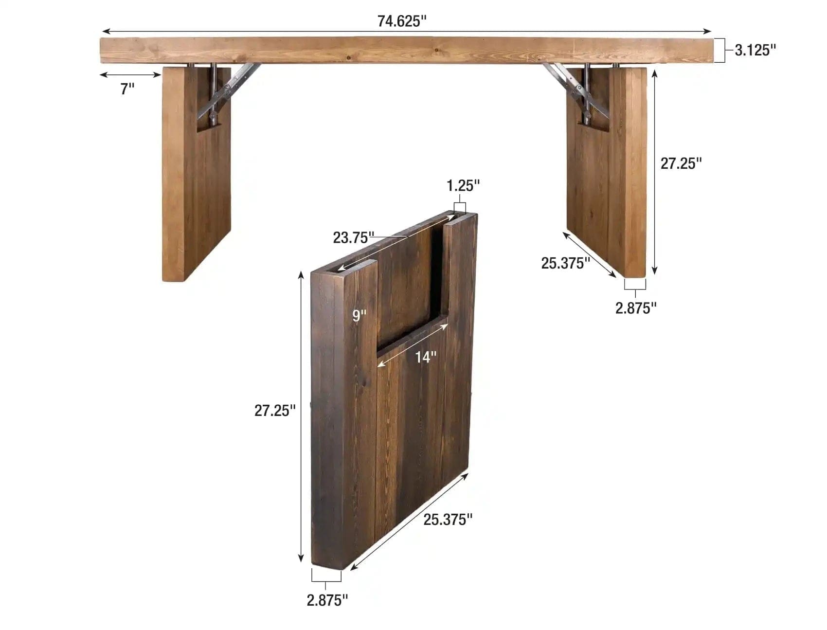 Chivari 72" x 30" Fruitwood  Farm Table Conversion Kit for Banquet Tables TFARMCKT7230-FTW-AX-T