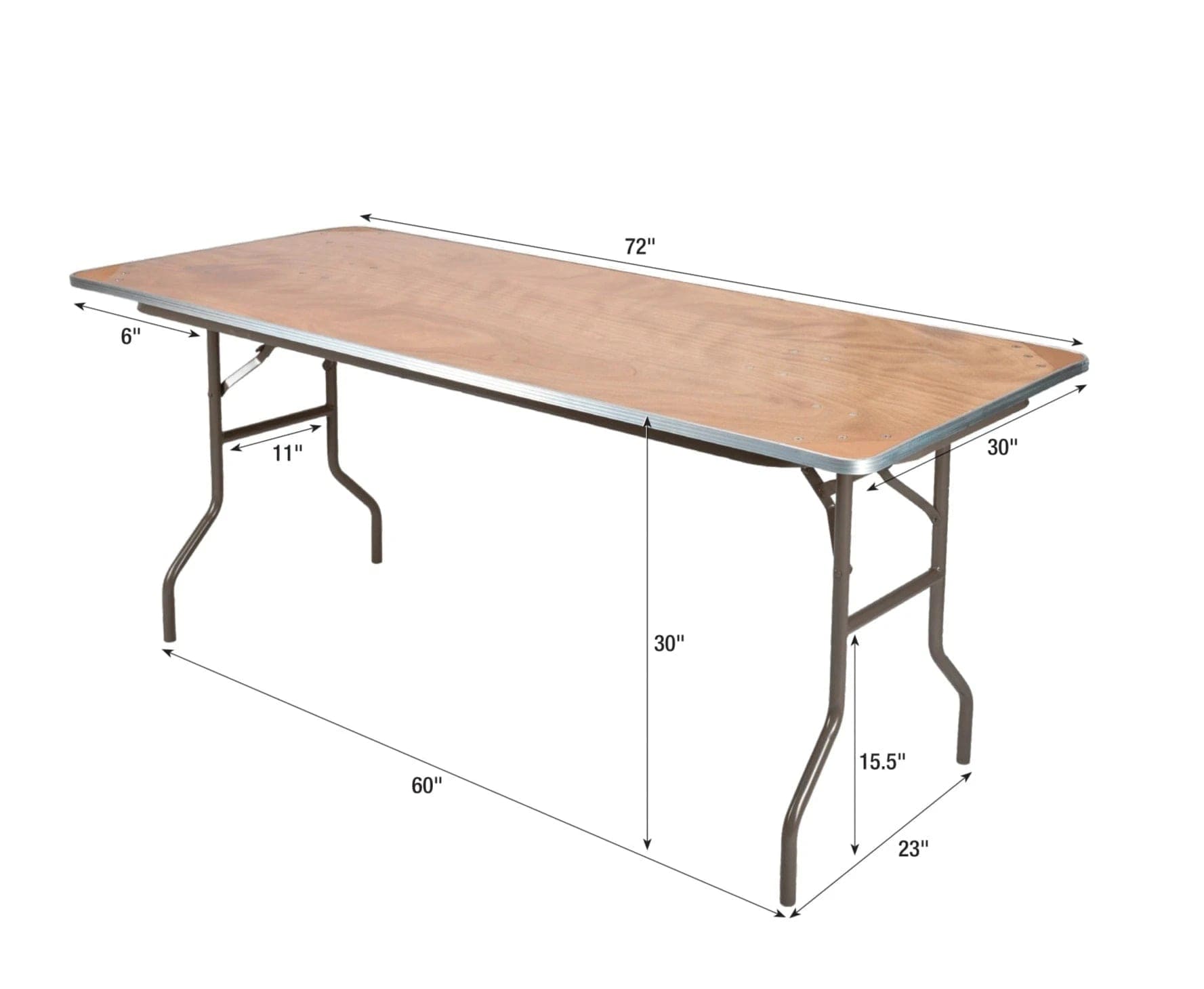 Chivari 72" x 30" (6 Foot) Rectangle Heavy Duty Plywood Folding Table with Steel Skeleton TPLYRT7230M-ST-AX