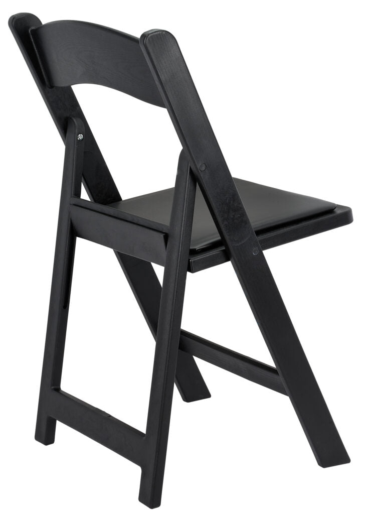 Black Brushed WoodGrain with Black Seat Resin Steel Skeleton™ Folding Chair