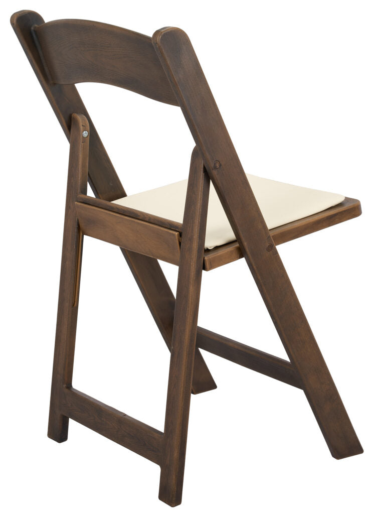 Fruitwood WoodGrain Brushed Wood with Ivory Seat Resin Steel Skeleton™ Folding Chair