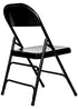 Chivari 100 Black Metal Folding Chairs + 12 Plastic Round Table Kit CFMBL-100-12RD-KT