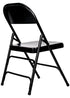 Chivari 100 Black Metal Folding Chairs + 12 Plastic Round Table Kit CFMBL-100-12RD-KT