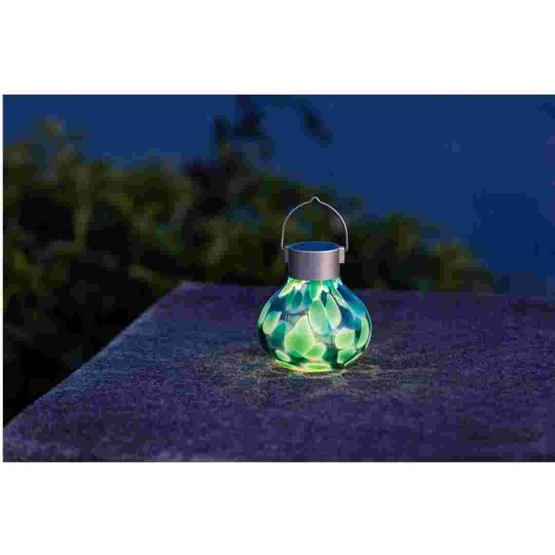 Allsop Teal Allsop Tea Lantern Hand Blown Glass Solar Lantern ASP-32859