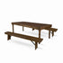 Chivari Fruitwood Fluted Farm Table Dining Set with 2 Benches TFARM-FRUITWOOD-T-LEG-KIT-AX