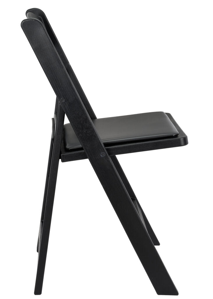 Black Brushed WoodGrain with Black Seat Resin Steel Skeleton™ Folding Chair