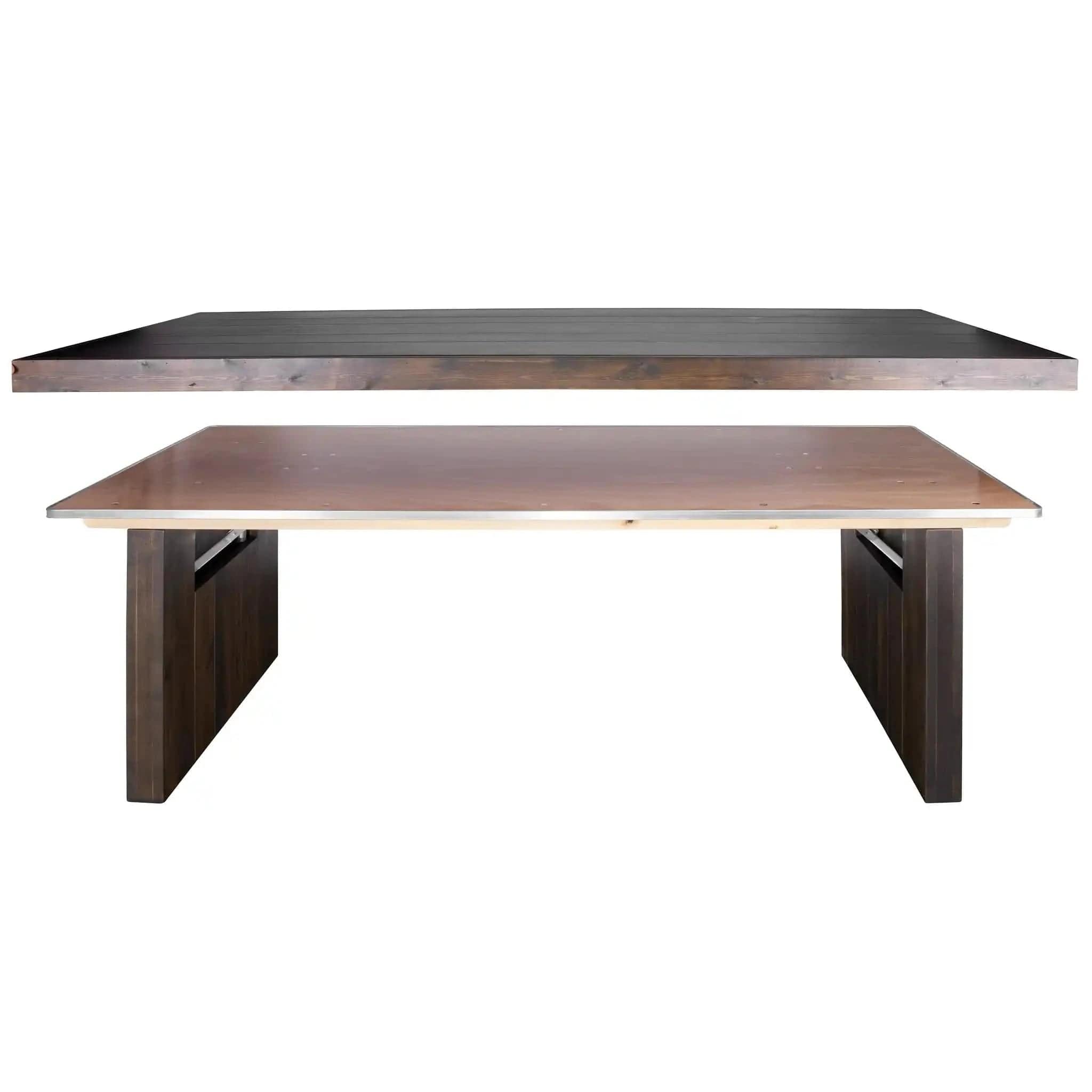 Chivari 96" x 30" Fruitwood Farm Table Conversion Kit for Banquet Tables TFARMCKT9630-FTW-AX-T