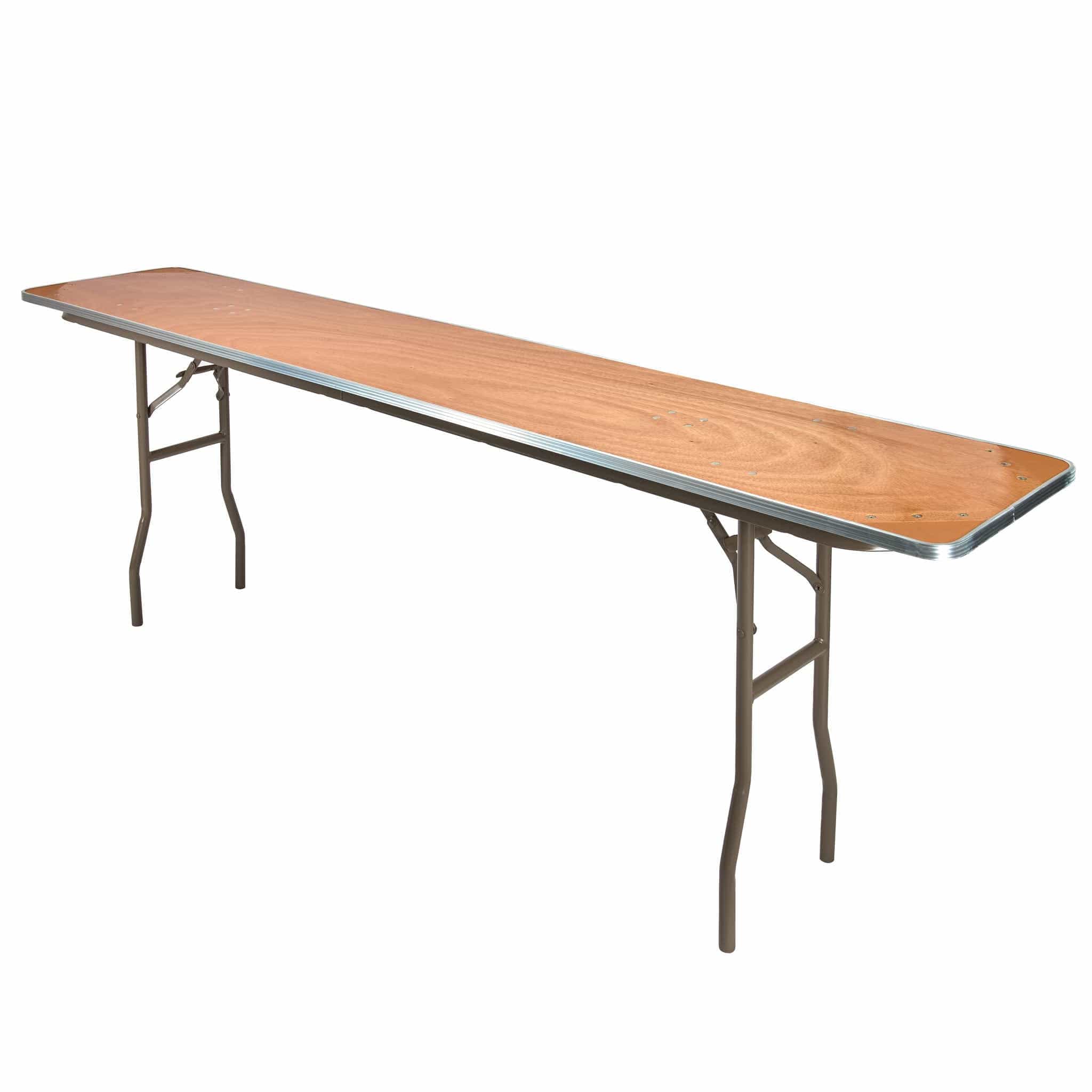 96" x 18" (8 Foot) Rectangle Heavy Duty Plywood Folding Table with Steel Skeleton