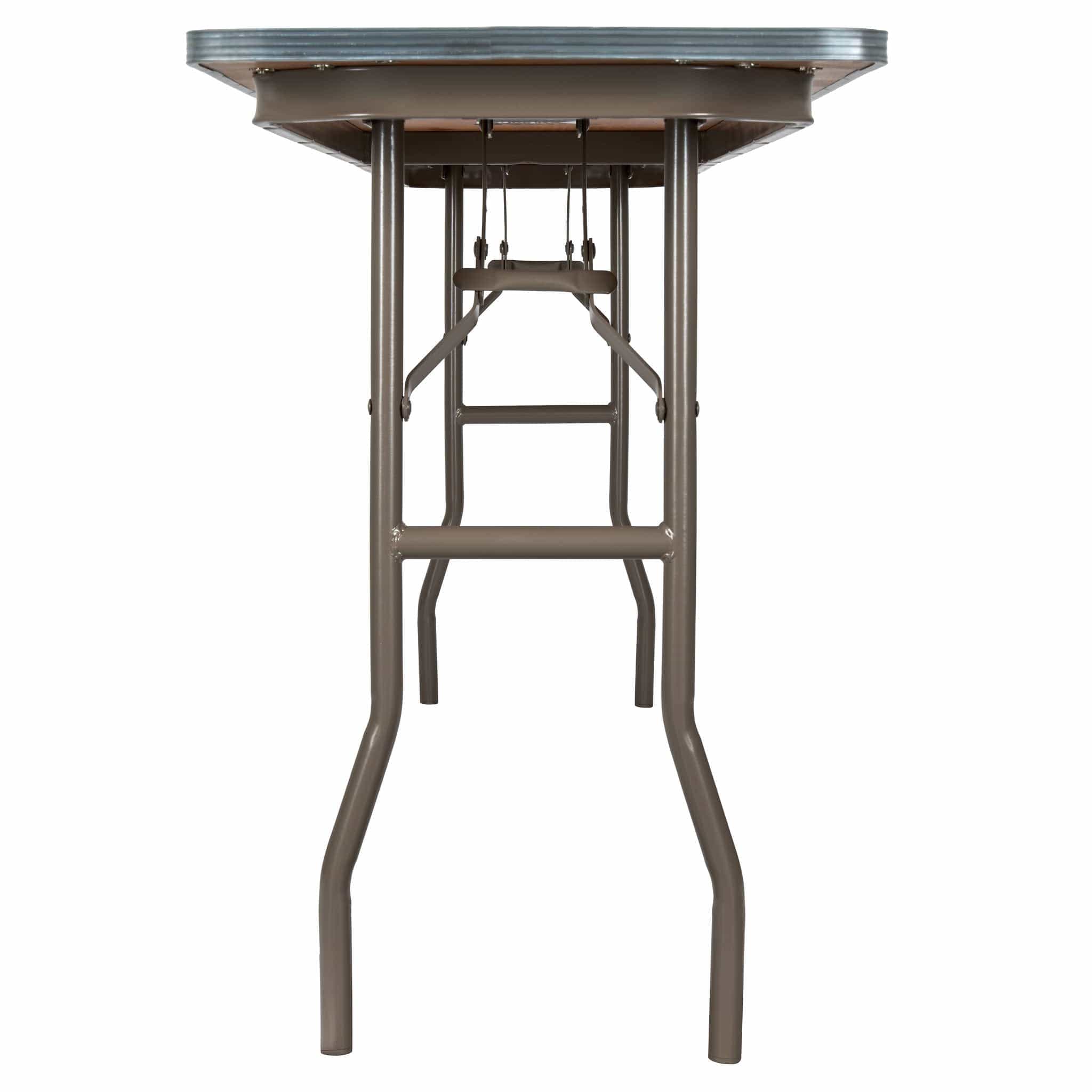 Chivari 96" x 18" (8 Foot) Rectangle Heavy Duty Plywood Folding Table with Steel Skeleton TPLYRT9618M-ST-AX