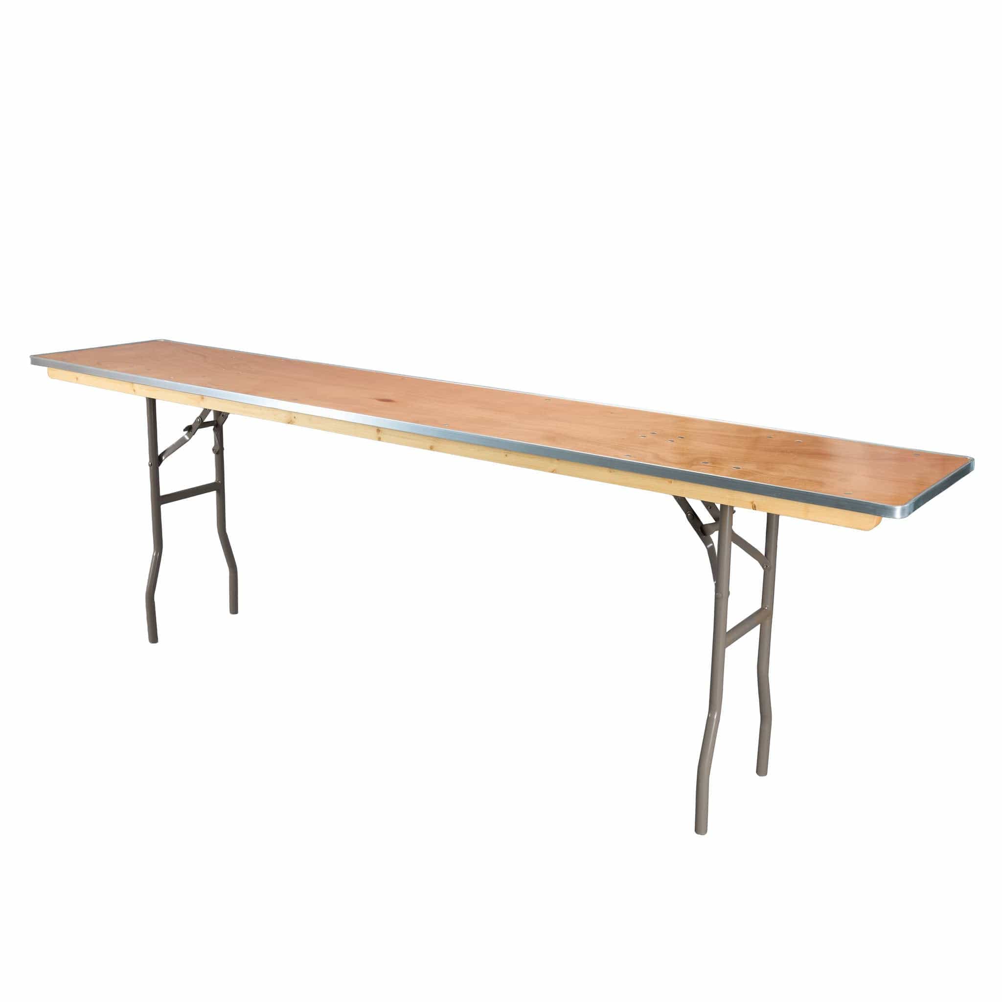 Chivari 96" x 18" (8 Foot) Gray Rectangle Heavy Duty Plywood Folding Table TPLYRT9618MG-AX-T