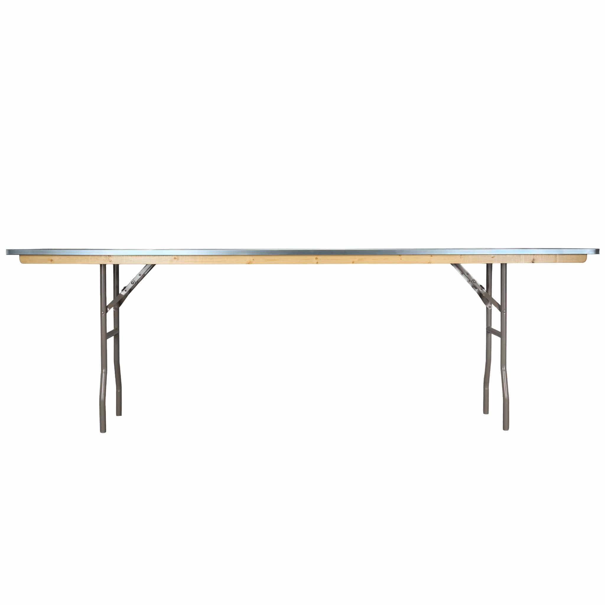 Chivari 96" x 18" (8 Foot) Gray Rectangle Heavy Duty Plywood Folding Table TPLYRT9618MG-AX-T